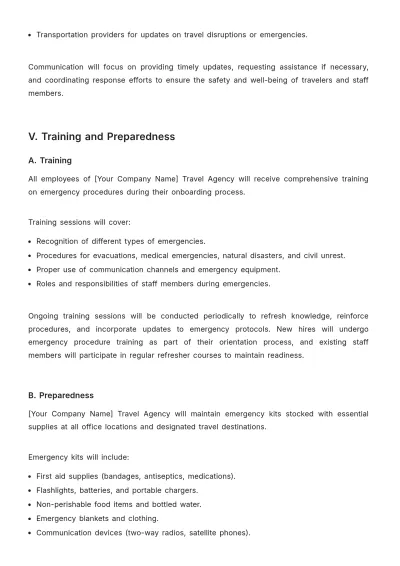 Free Travel Agency Emergency Procedure Template to Edit Online