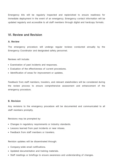 Free Travel Agency Emergency Procedure Template to Edit Online