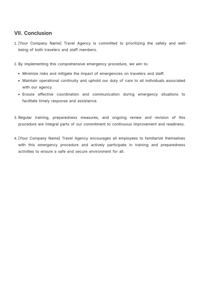 Free Travel Agency Emergency Procedure Template to Edit Online