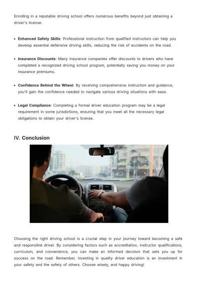 Free Driving School Article Template to Edit Online