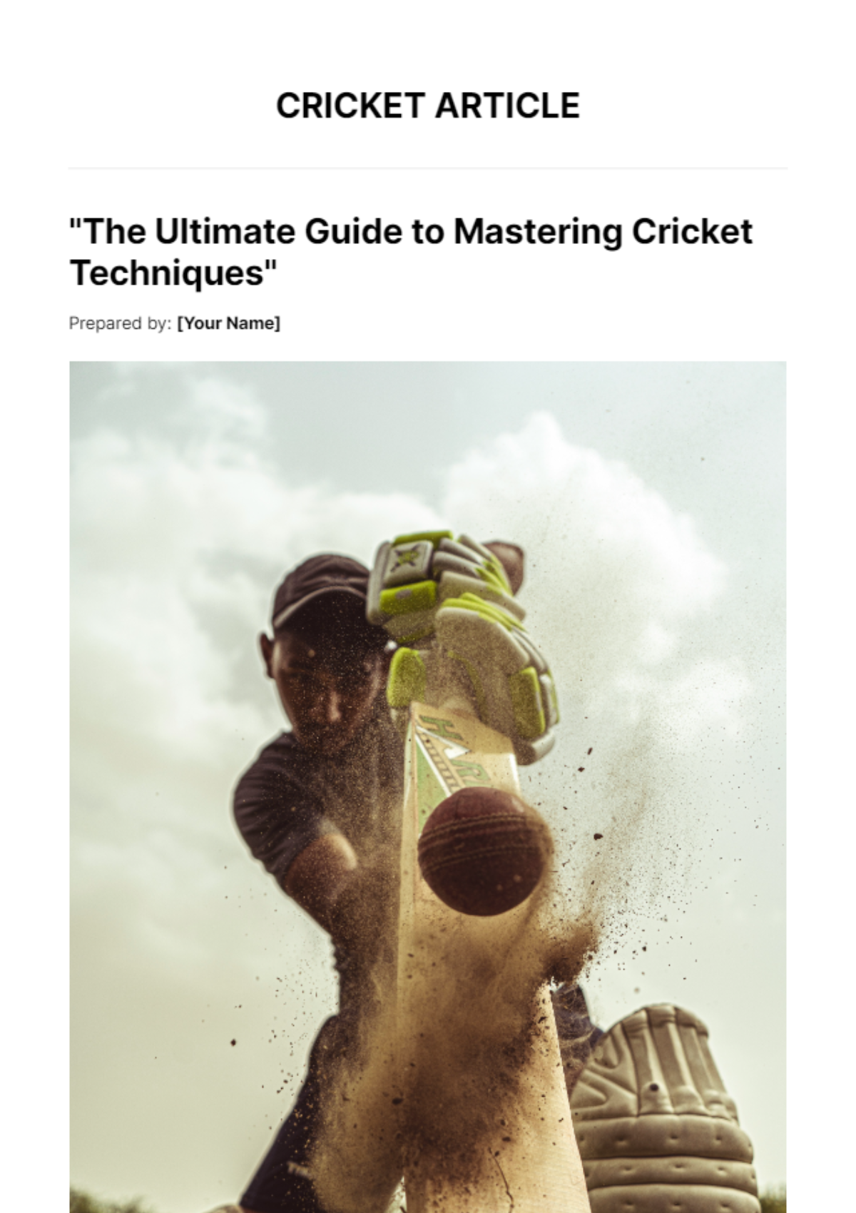 Free Cricket Article Template