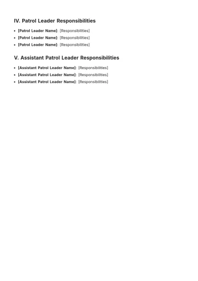 Free Patrol Weekend Camping Duty Roster Template to Edit Online
