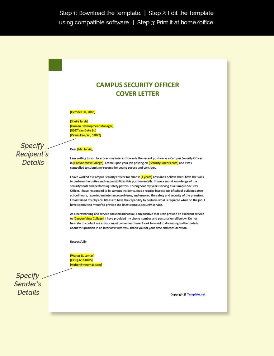 Campus Security Officer Cover Letter