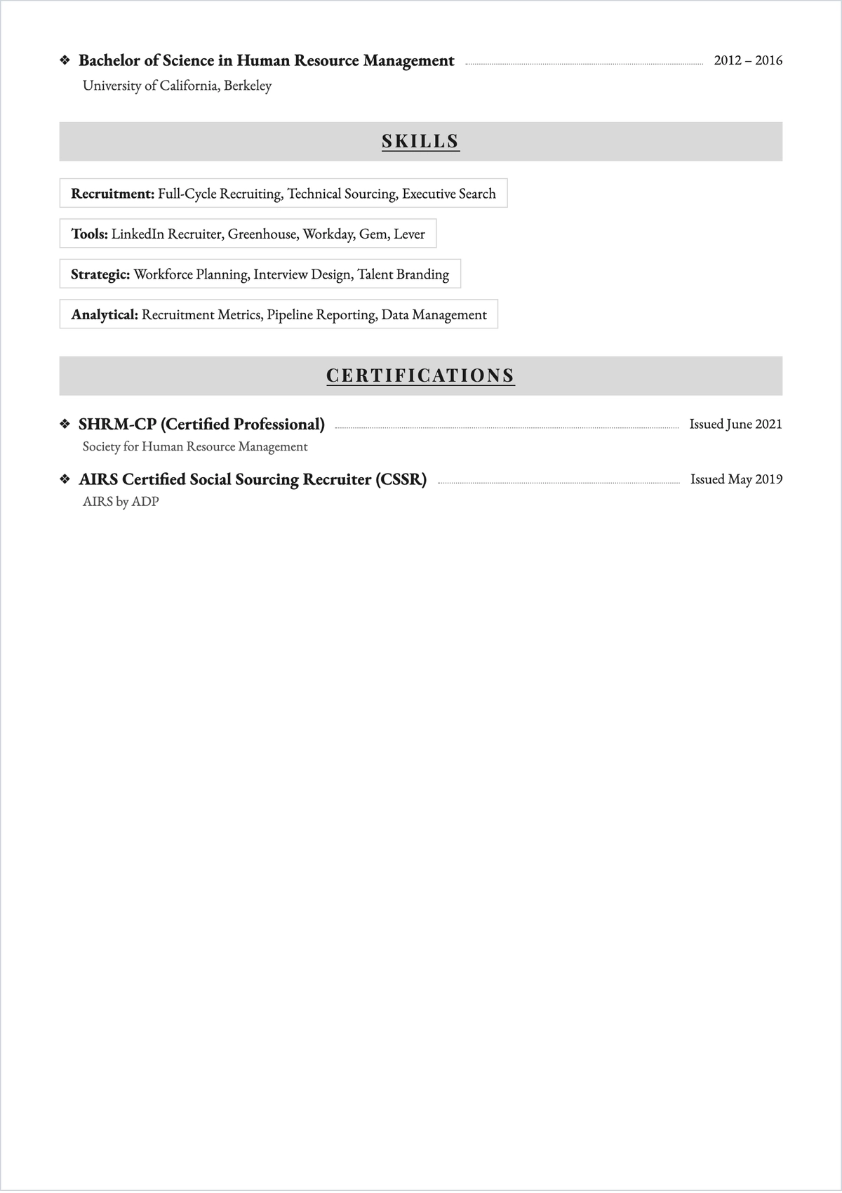 Free Recruiter ATS Resume Summary Template, AI Resume Builder