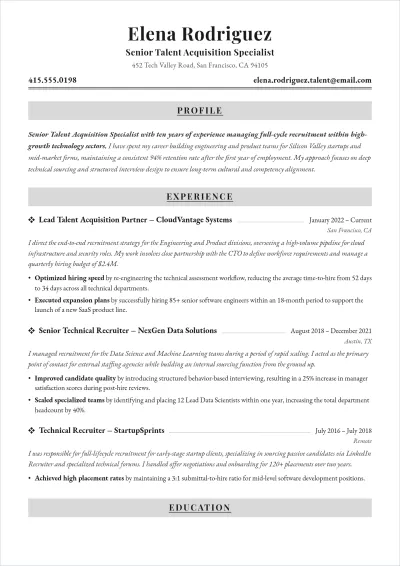 Free Recruiter ATS Resume Summary Template, AI Resume Builder