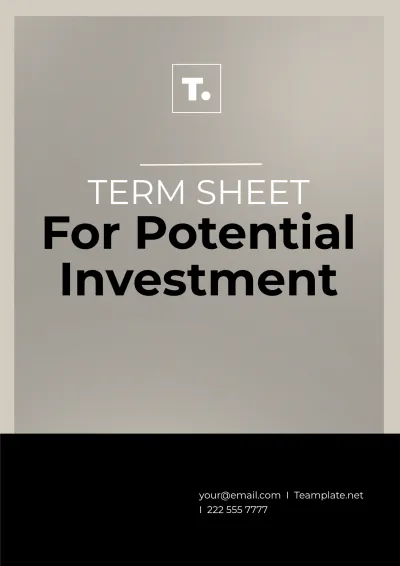 Free Term Sheet for Potential Investment Template to Edit Online