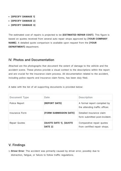 Free Company Vehicle Accident Report Template to Edit Online