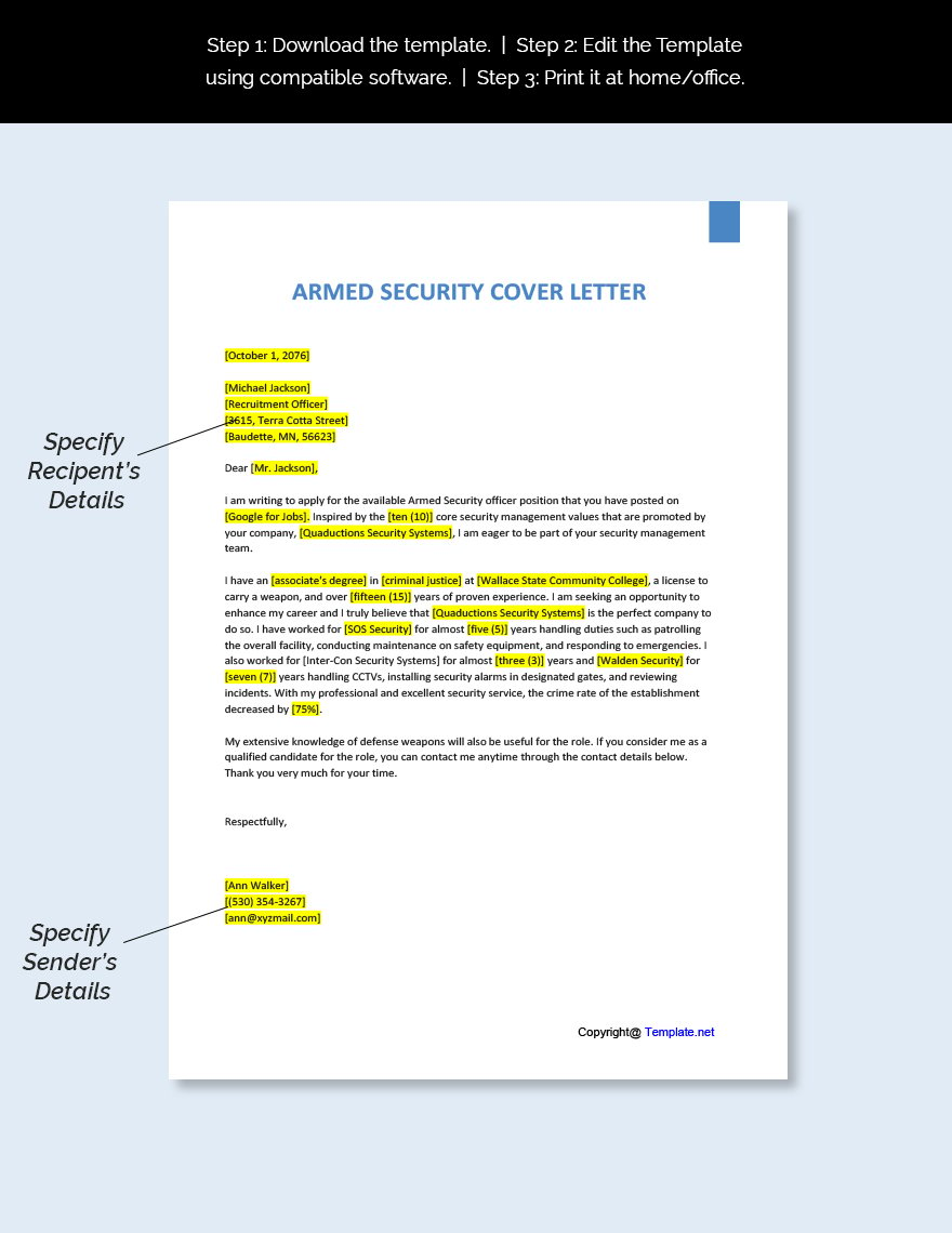 Armed Security Cover Letter