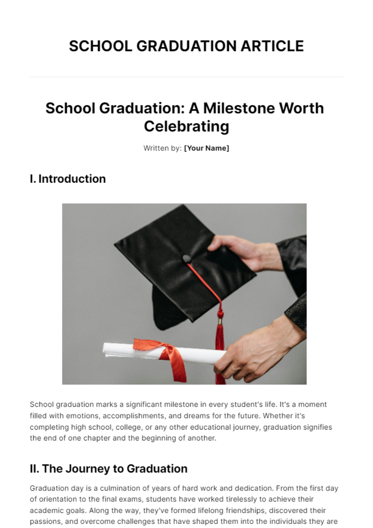 Free School Graduation Article Template
