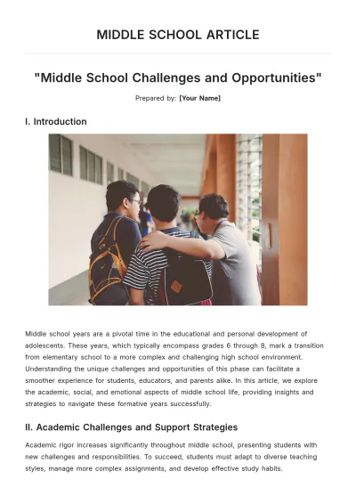 Free Middle School Article Template to Edit Online