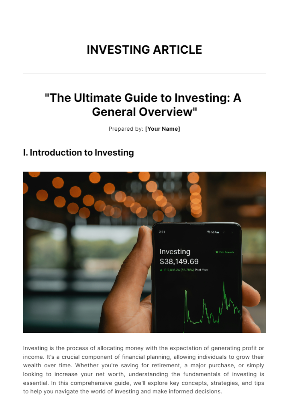 Free Investing Article Template