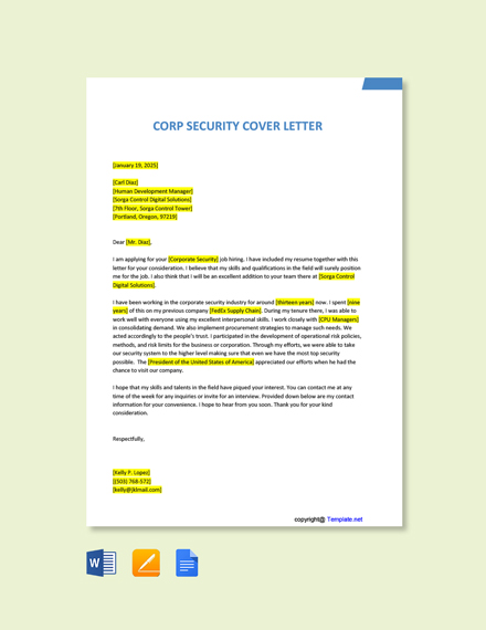 cover letter template security officer