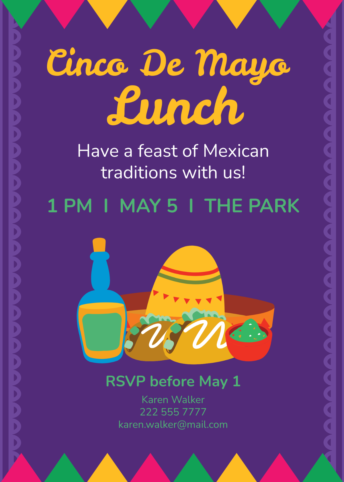 Cinco De Mayo Lunch Invitation Template - Edit Online & Download