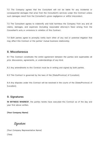 Free Travel Agency Consulting Contract Template to Edit Online