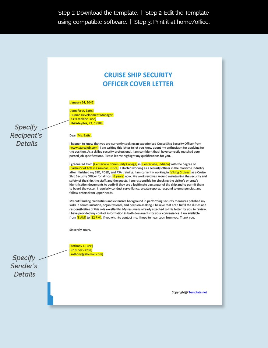 Cruise Ship Security Officer Cover Letter