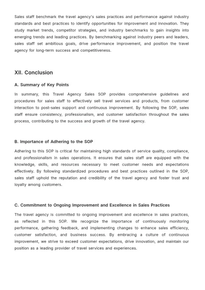 Free Travel Agency Sales SOP Template to Edit Online