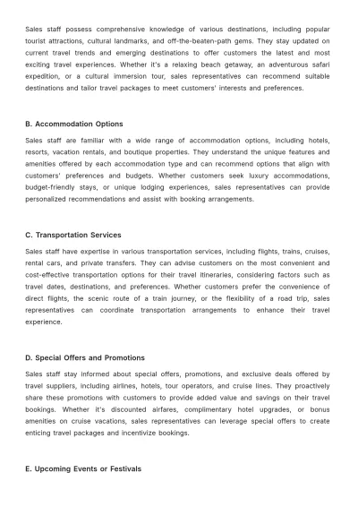 Free Travel Agency Sales SOP Template to Edit Online