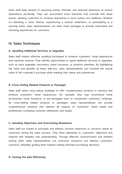 Free Travel Agency Sales SOP Template to Edit Online