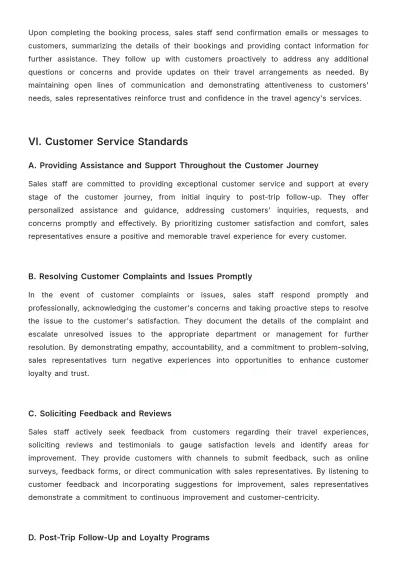 Free Travel Agency Sales SOP Template to Edit Online