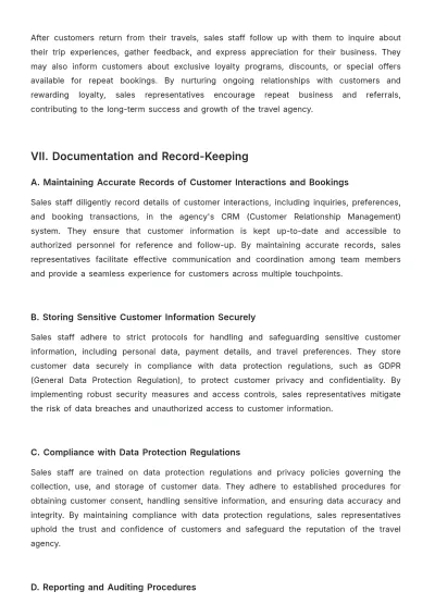 Free Travel Agency Sales SOP Template to Edit Online