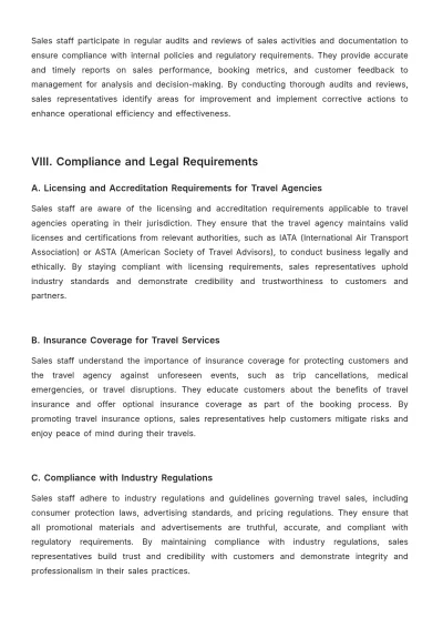 Free Travel Agency Sales SOP Template to Edit Online