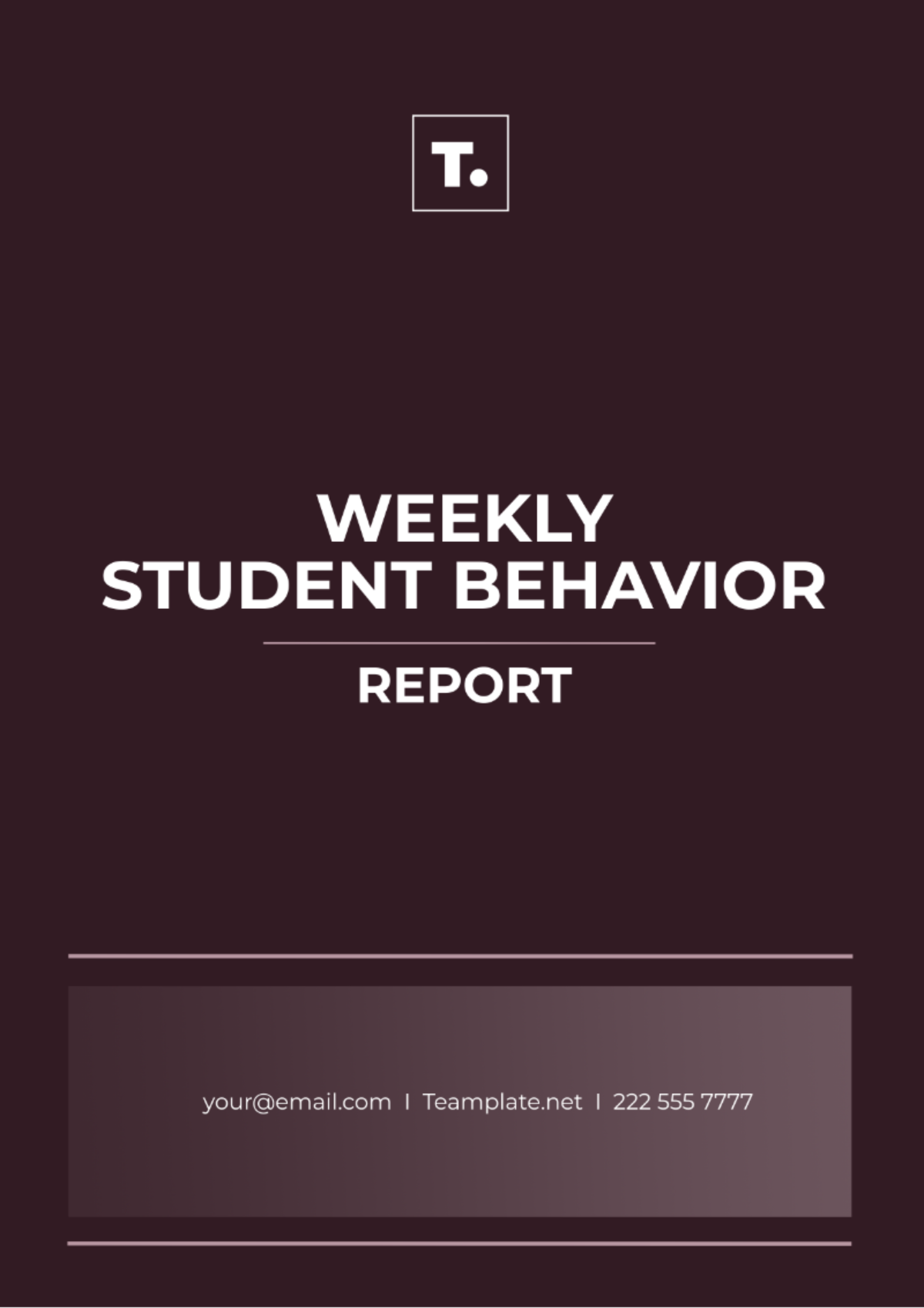 student weekly behavior report template