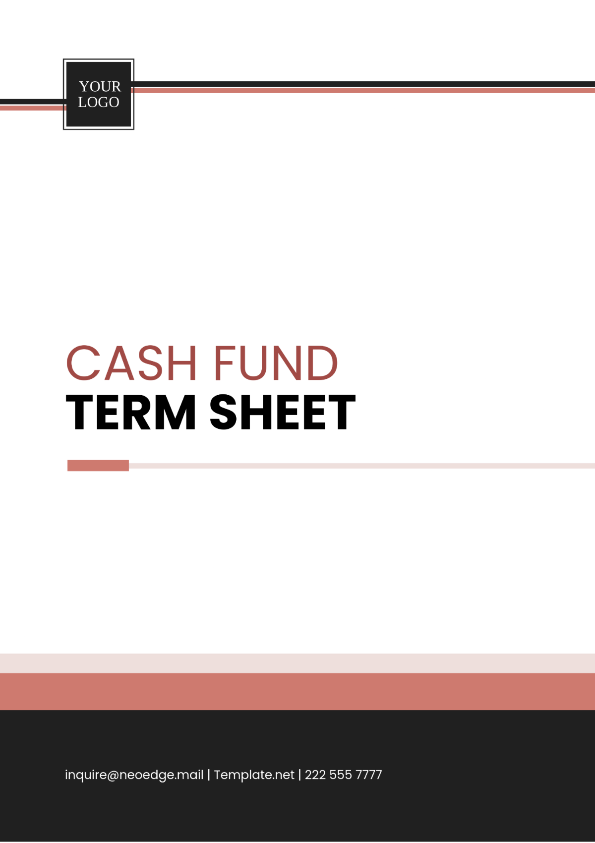 Cash Fund Term Sheet Template