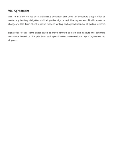 Free Cash Fund Term Sheet Template to Edit Online