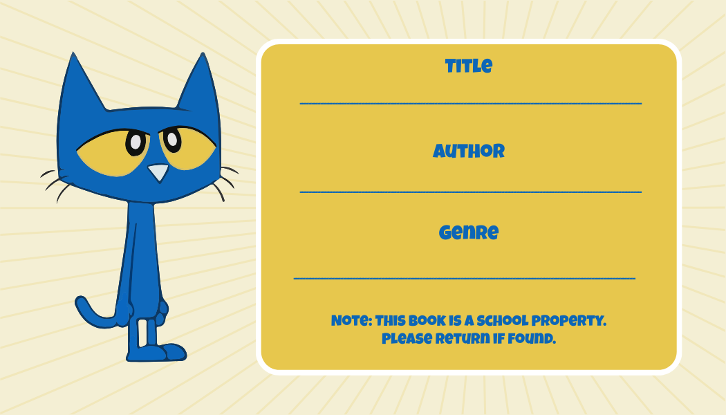 Free Pete the Cat Book Label Template