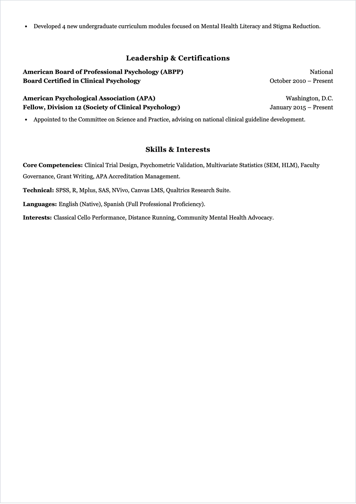 Free Professor ATS Resume Summary Template, AI Resume Builder