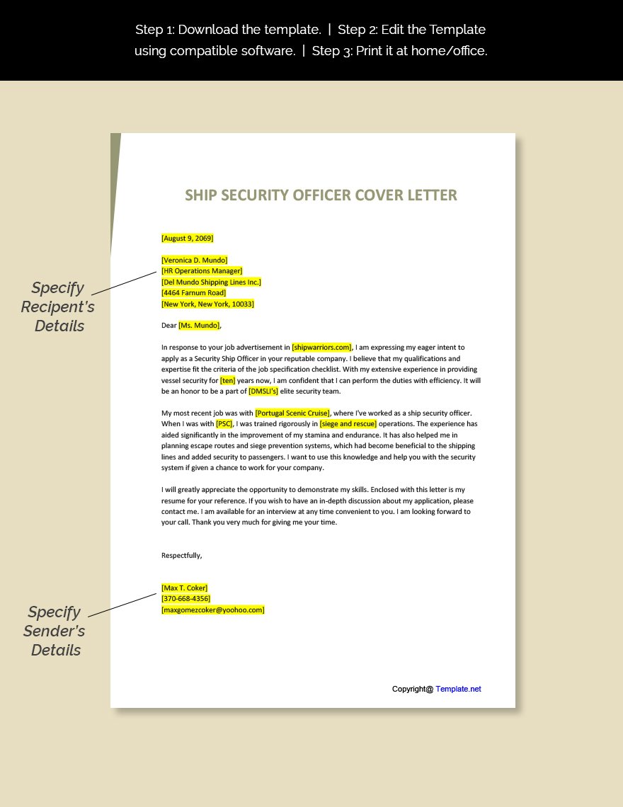 Ship Security Officer Cover Letter