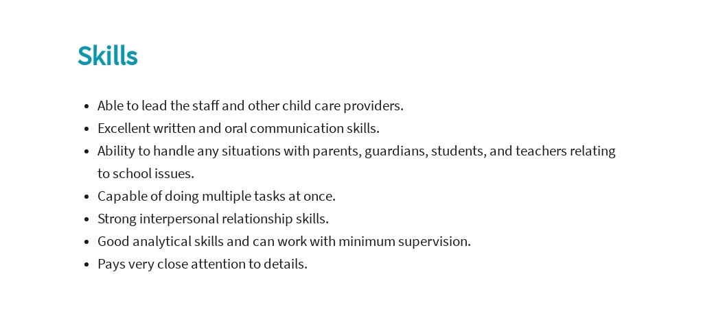 Child care group supervisor job description