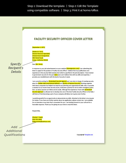 Free Facility Security Officer Cover Letter Template