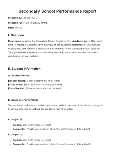 Free Secondary School Report Template to Edit Online
