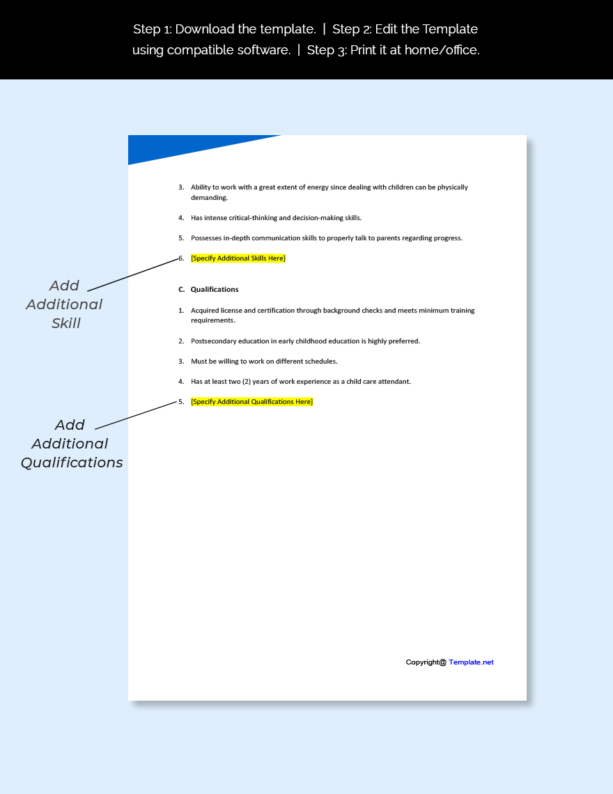 Child Care Attendant Job Description Template Google Docs Word 