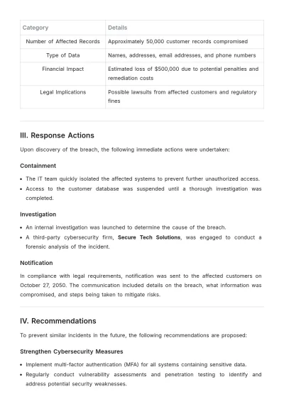Free Incident Summary Report Template to Edit Online