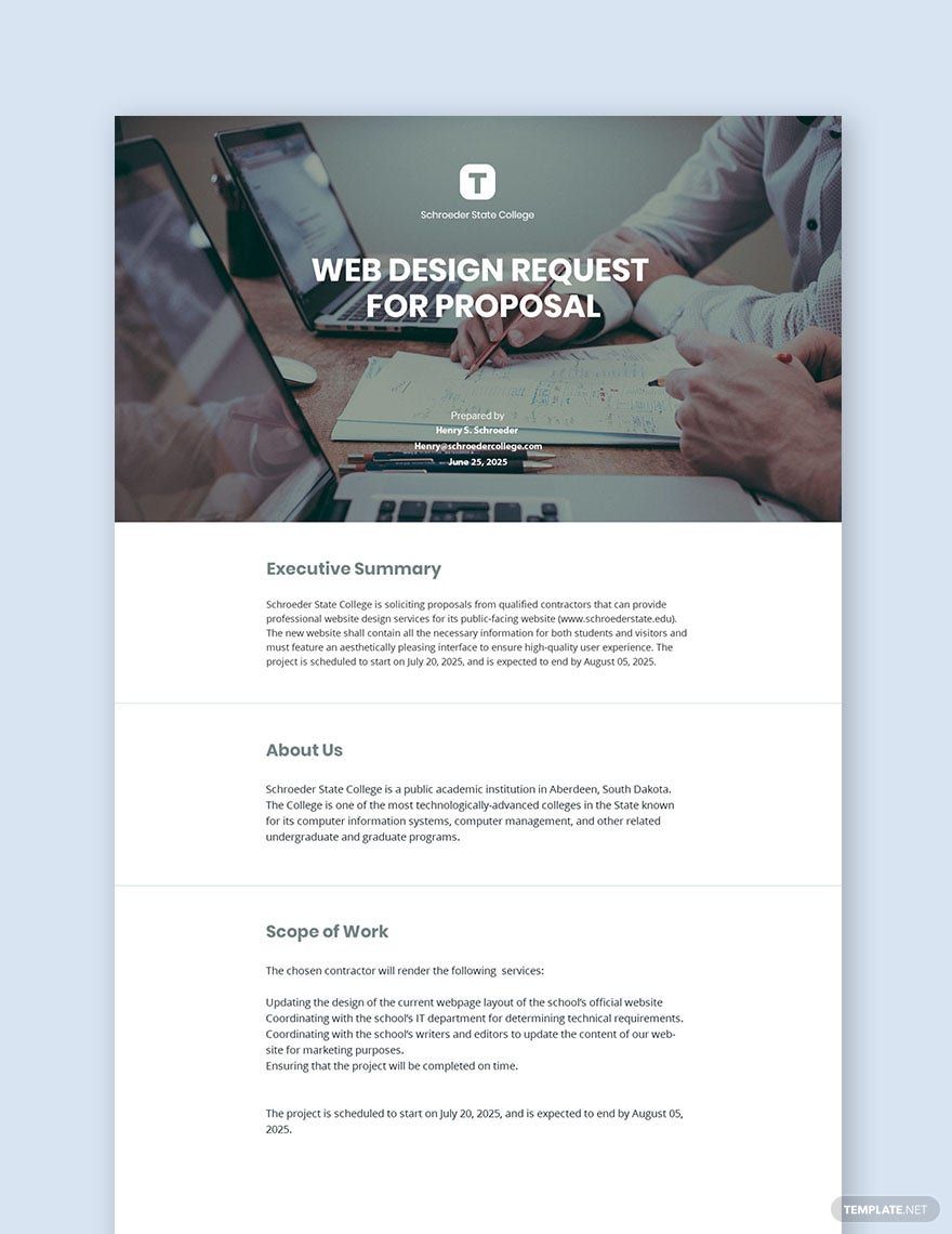 Web Design Request for Proposal Template