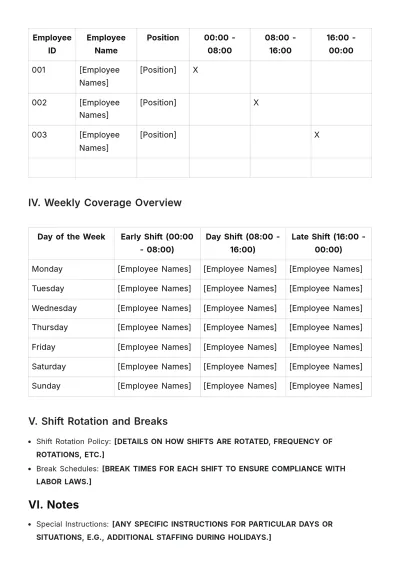 Free 24 Hours Roster Template to Edit Online