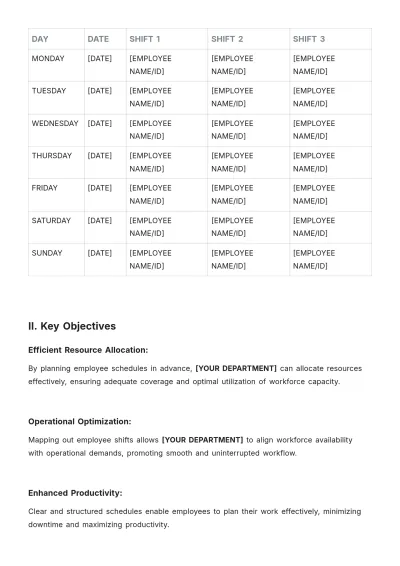 Free Monthly Departmental Roster Template to Edit Online
