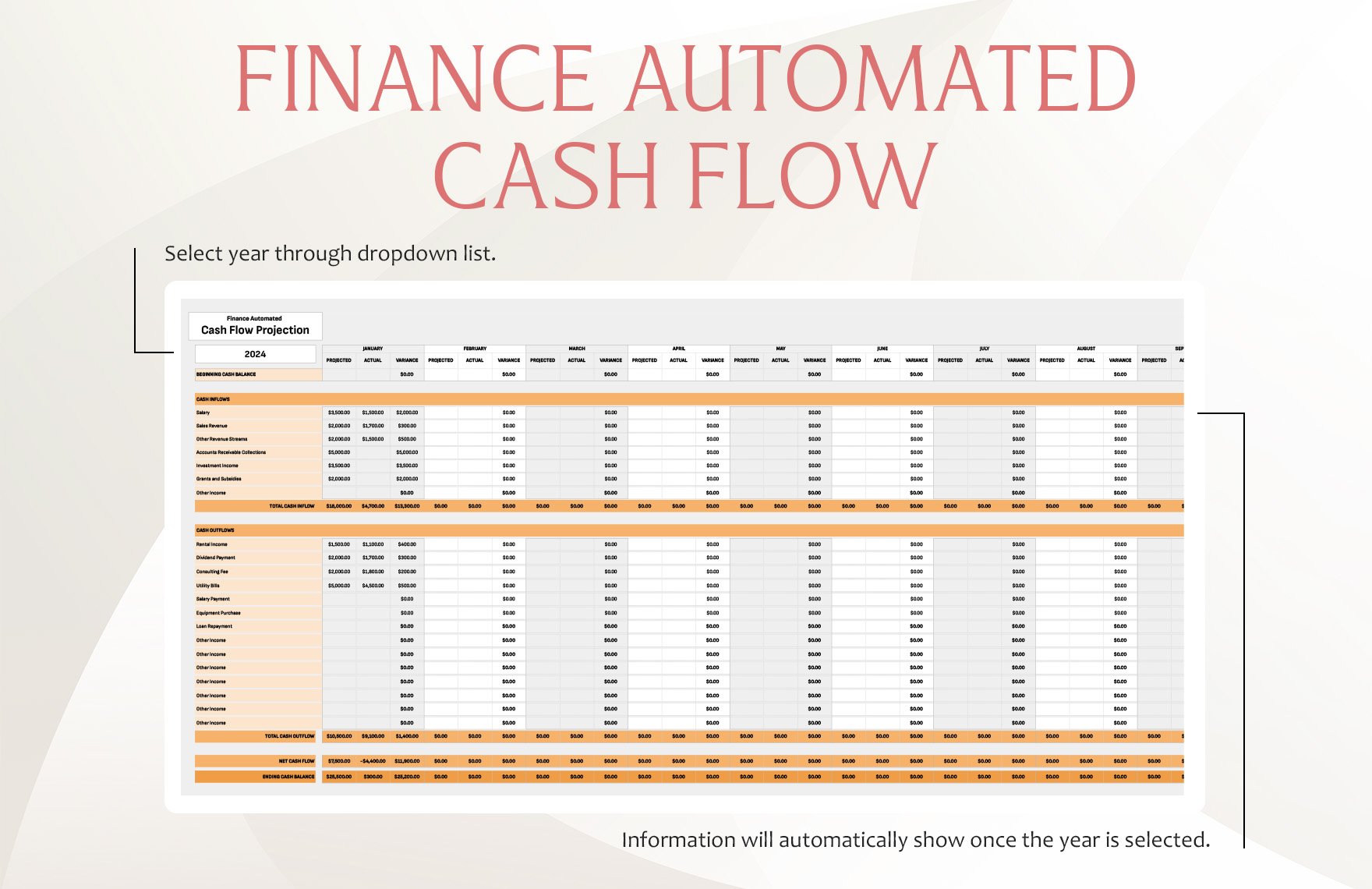 Finance Automated Cash Flow Projection Template