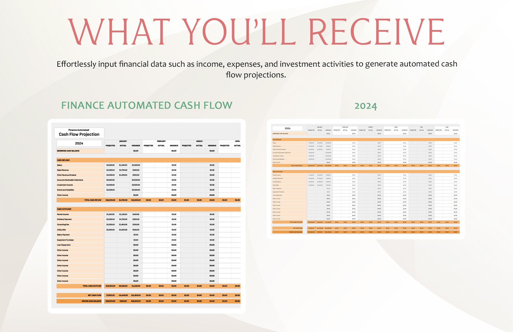 Finance Automated Cash Flow Projection Template