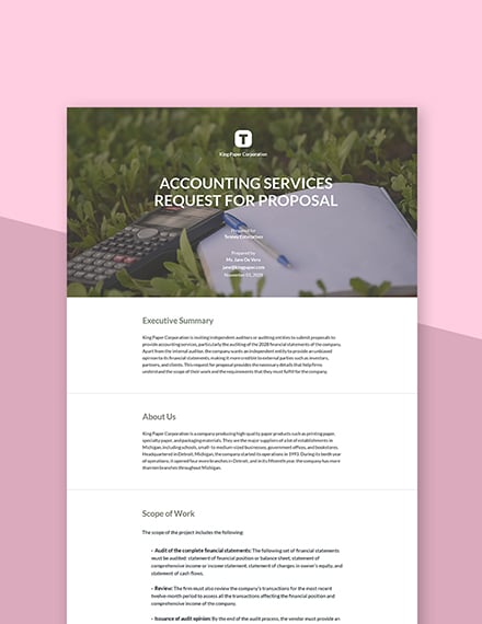 Accounting Services Request for Proposal Template