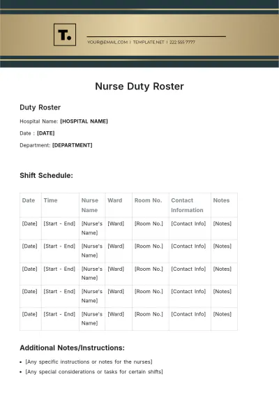Free Nurse Duty Roster Template to Edit Online