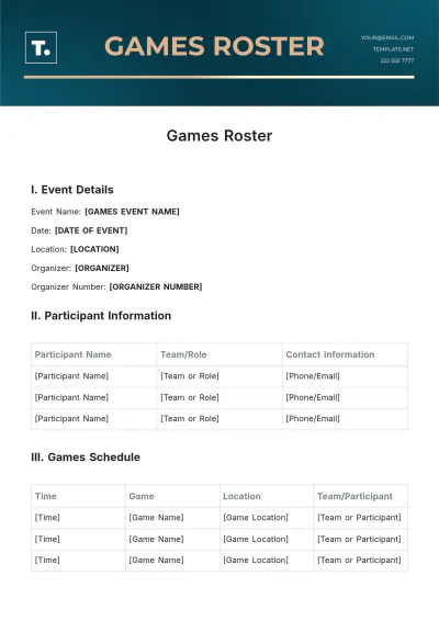 Free Games Roster Template to Edit Online