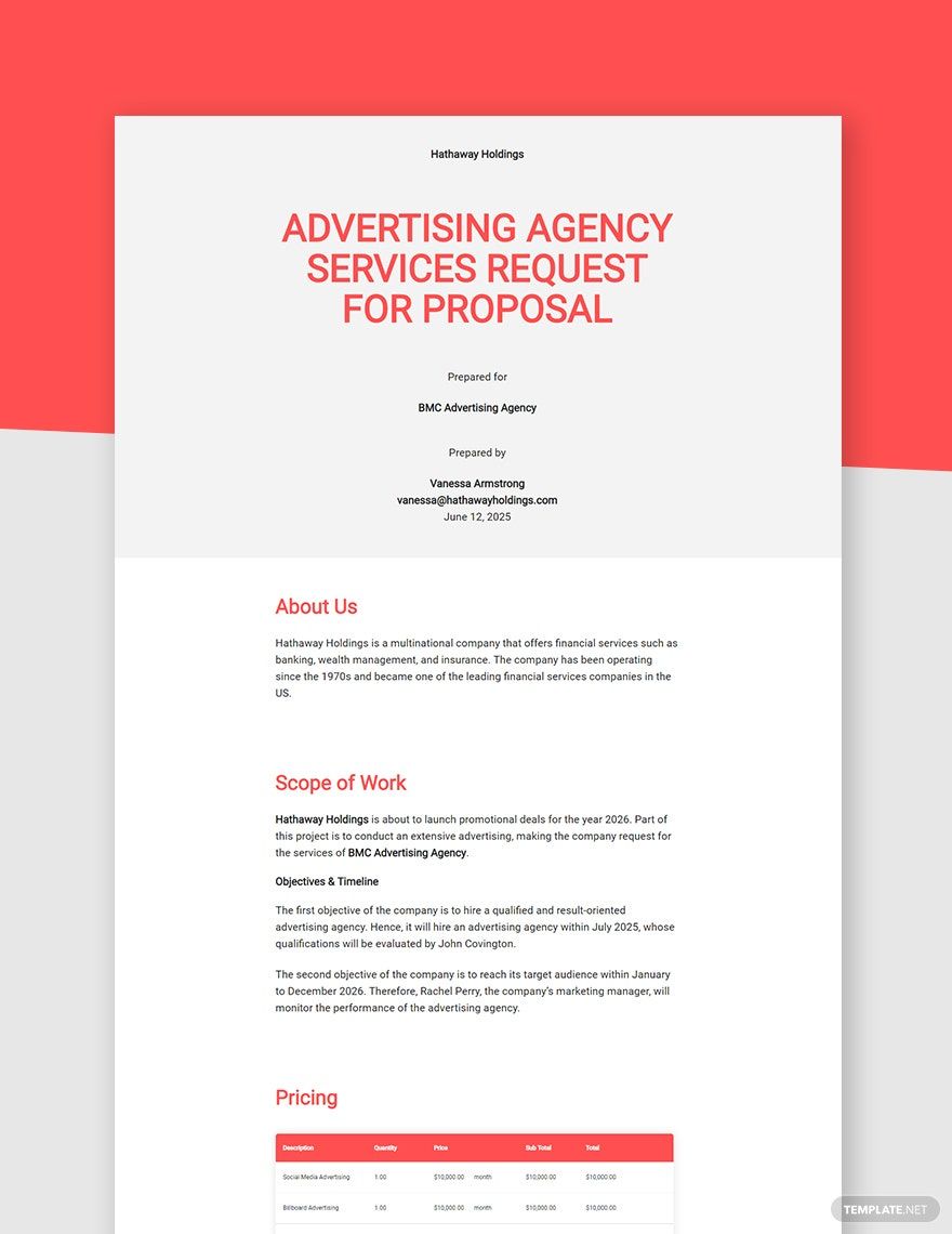 Advertising Request for Proposal Template
