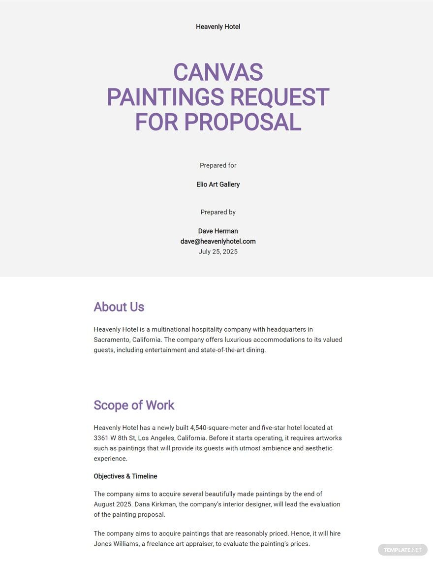 Art Request for Proposal Template