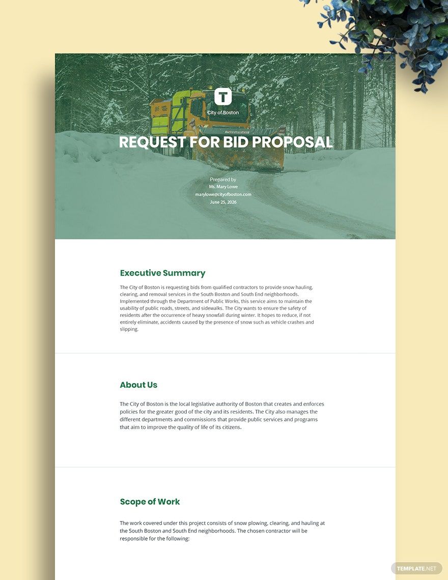 Request for Bid Proposal Template