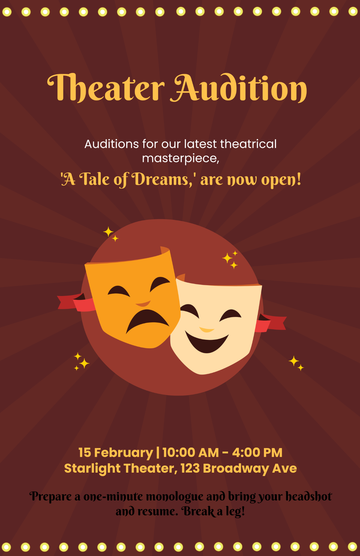 Free Audition Poster Template