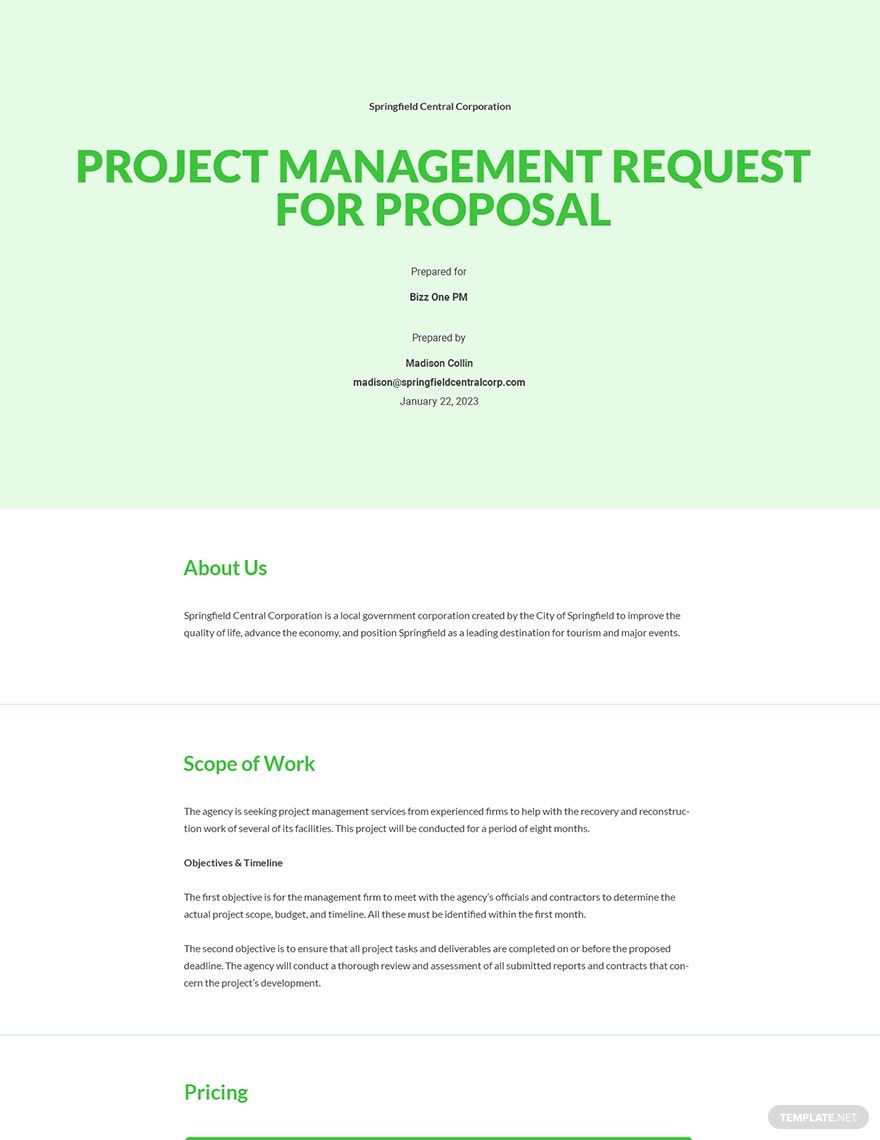 Project Management Request for Proposal Template