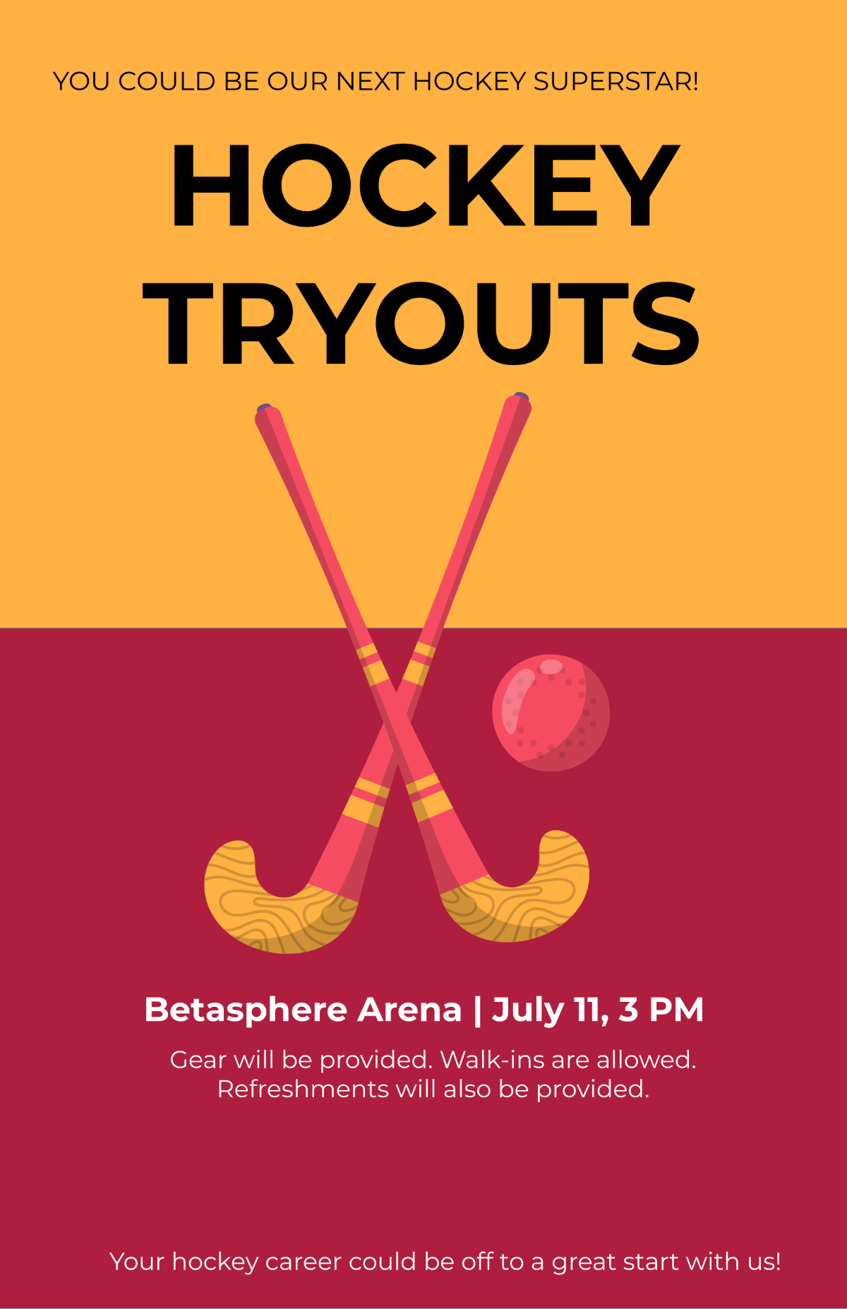 Free Hockey Poster Template To Edit Online